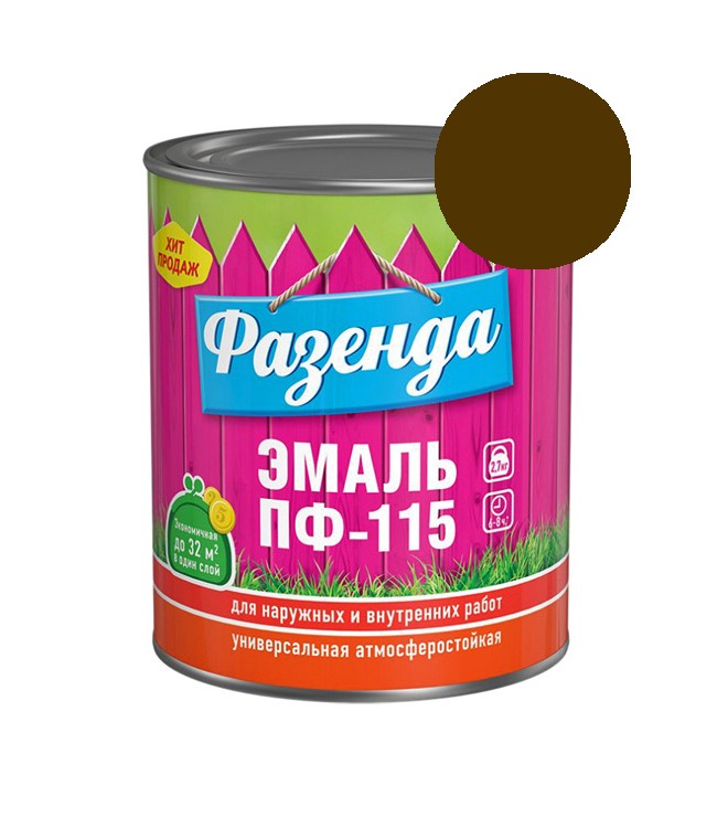 Эмаль ПФ-115 шоколадная 20кг ФАЗЕНДА (1) ЛенКр/Текс