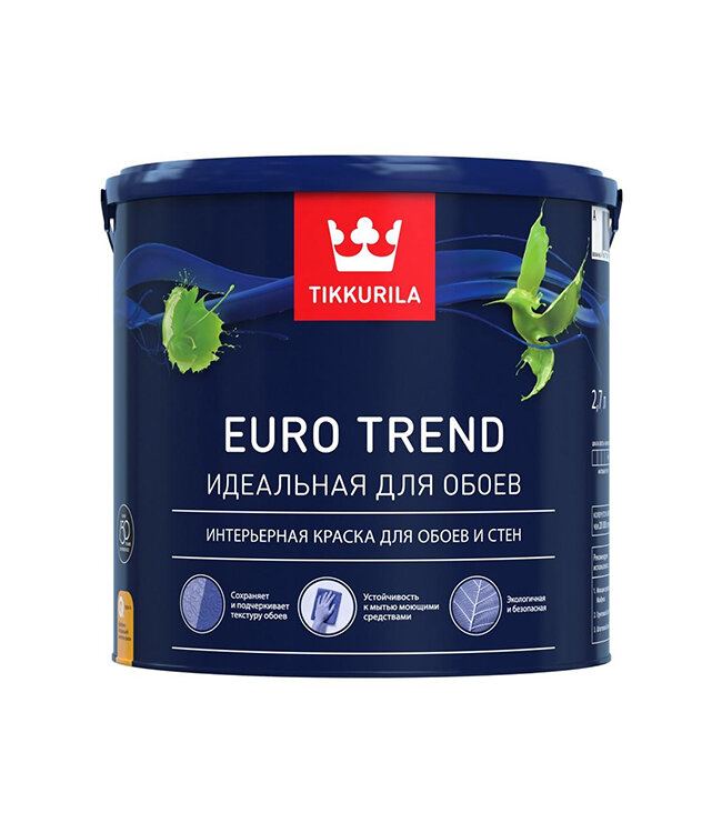 Краска EURO TREND A 2,7л д/обоев/стен матов (1) Тиккурила