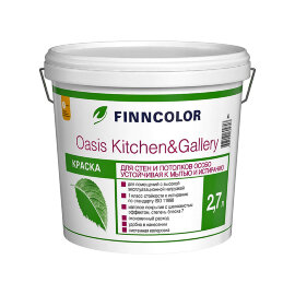Краска OASIS KITCHEN&GALLERY С 2,7л д/стен/пот особо устойчив к мытью Тиккурила